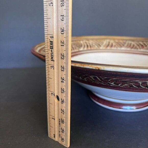 Louis Mideke Signed Handcrafted Sgraffito Ceramic Bowl 10.25" Modern Organic - Picture 7 of 7